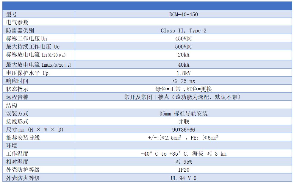 450V直流浪涌保護(hù)器 DCM-40-450